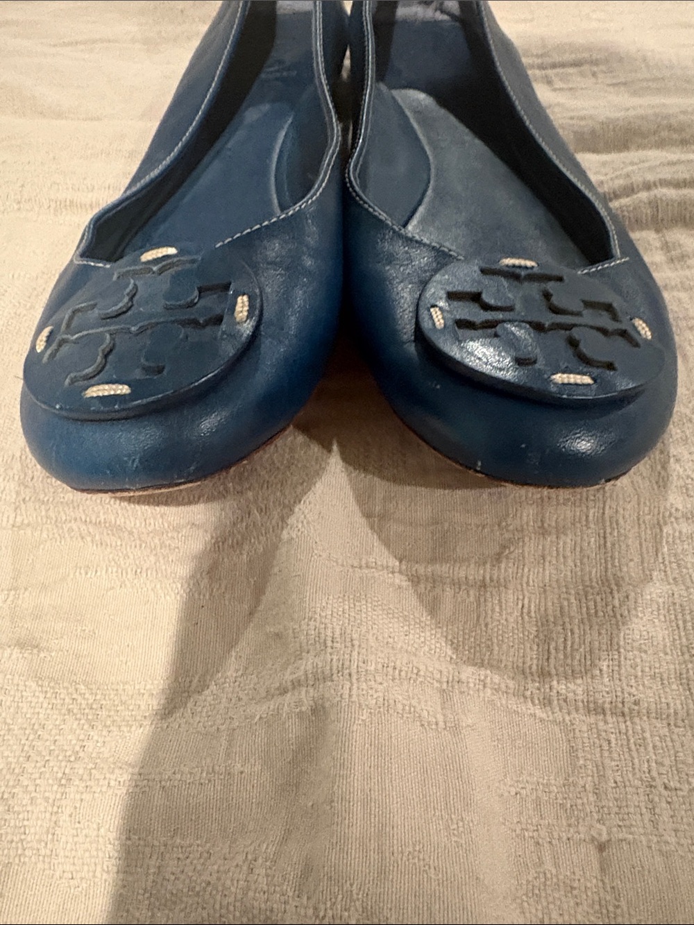Tory Burch Blue Leather Logo Ballet Flats 8.5 - Picture 9 of 10